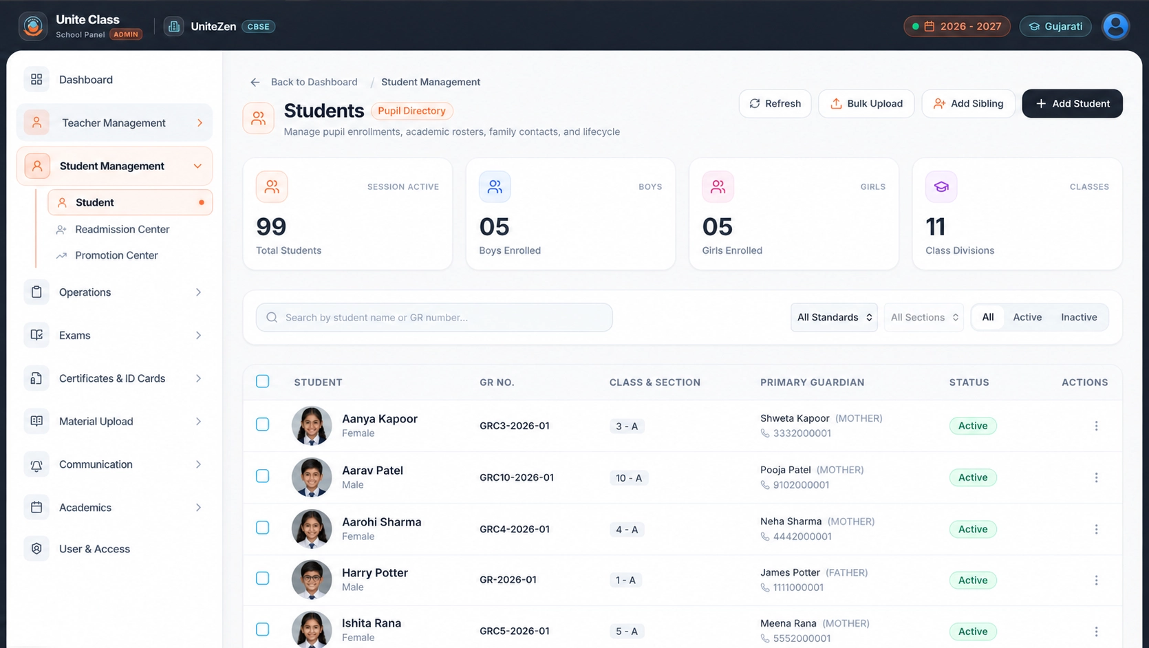 Unite Class Student & Teacher Management - Manage rosters, staff, and classes