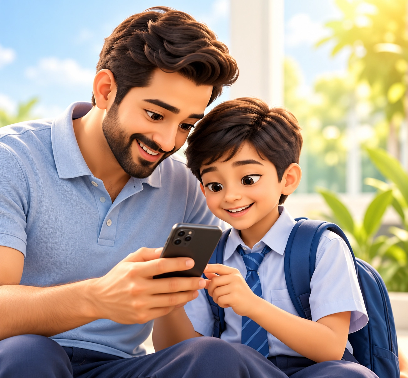 Father and son using Unite Class App