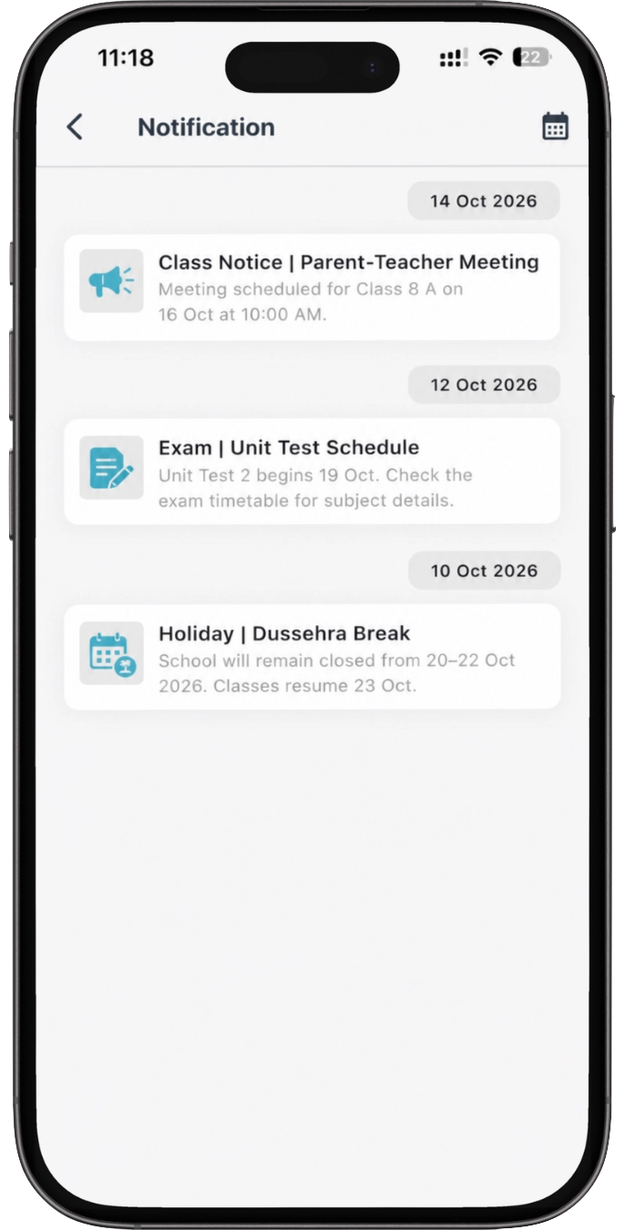 Instant teacher notifications and school circulars mockup