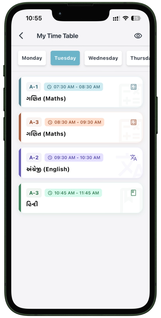 Check today's classes on teacher app
