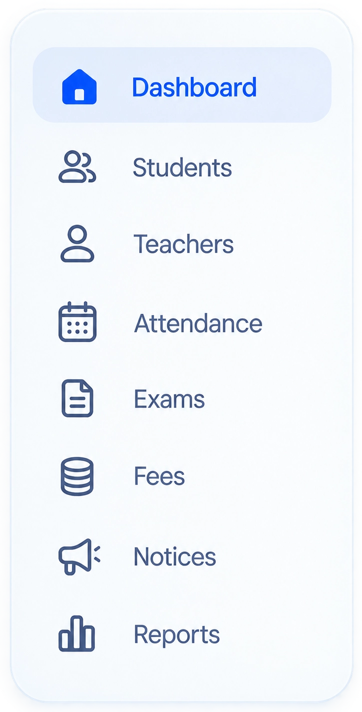Admin Dashboard Menu Navigation