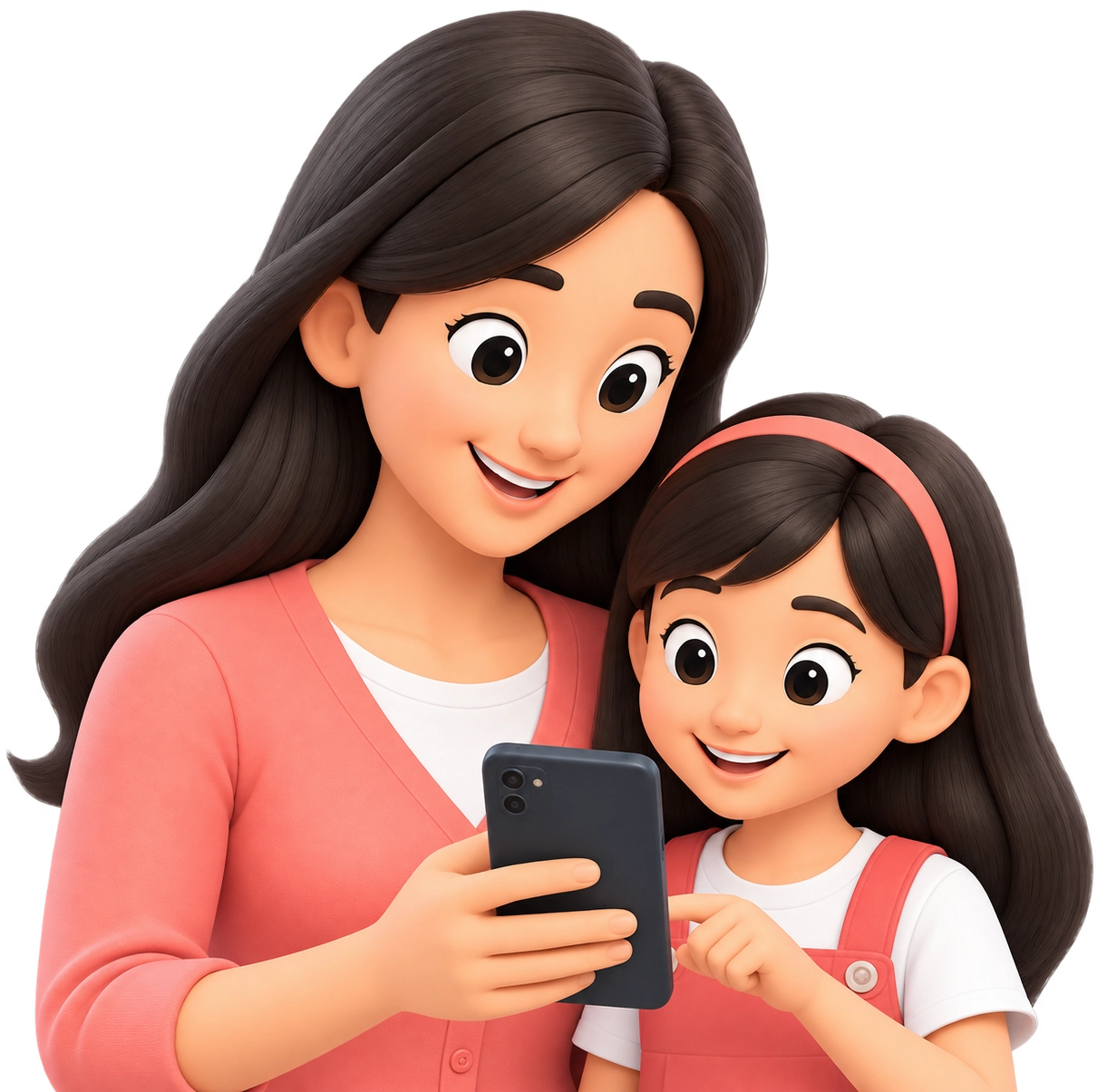 Parent and child viewing school notices on smartphone