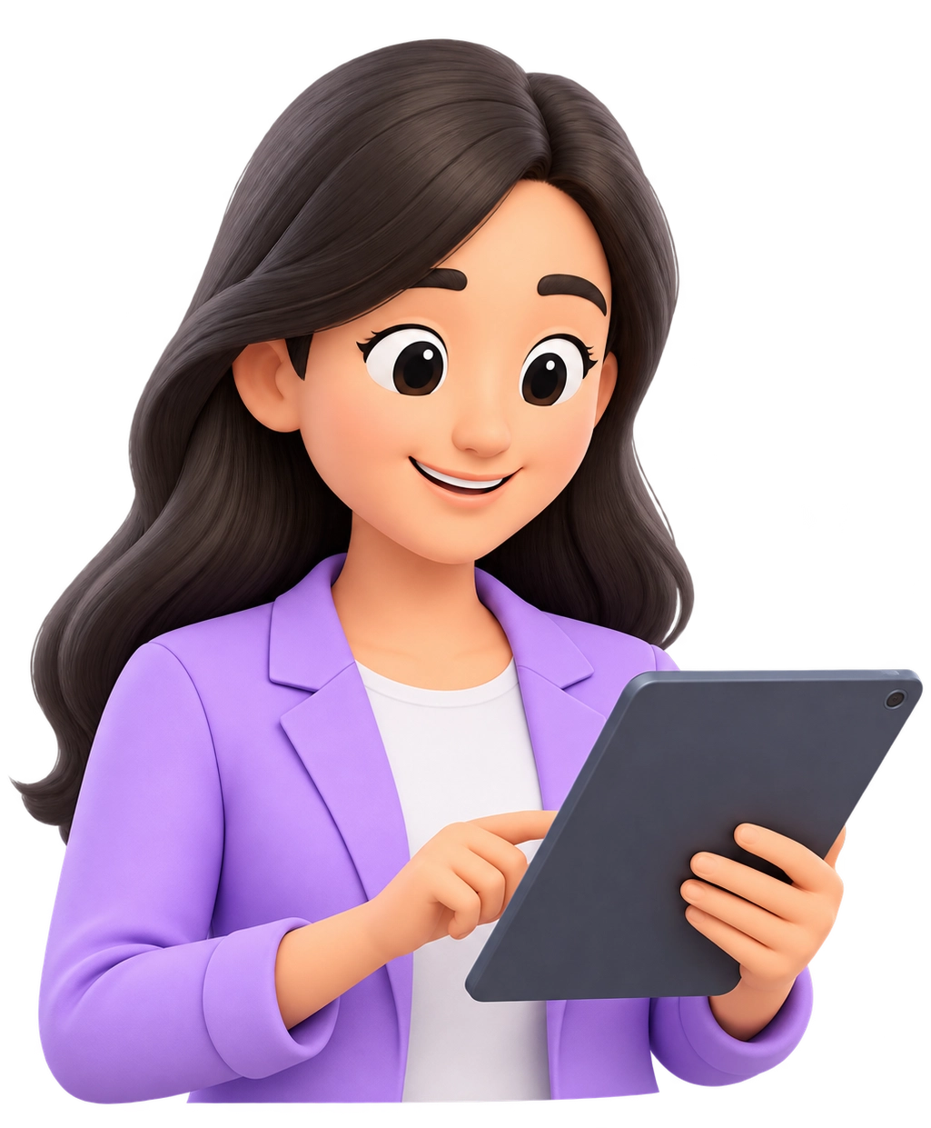 Teacher using mobile tablet for school management